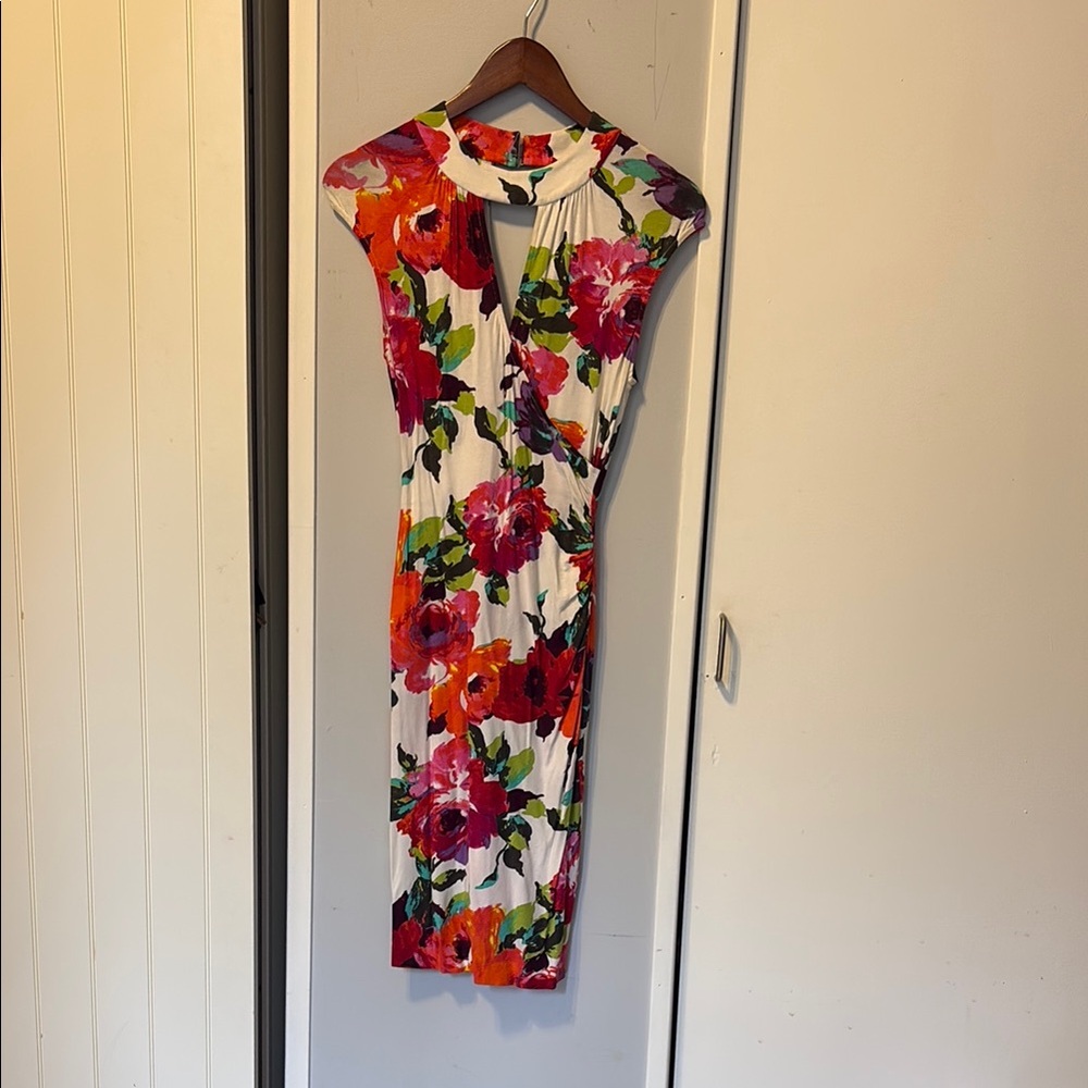 Cache Multicolor Floral Midi Dress